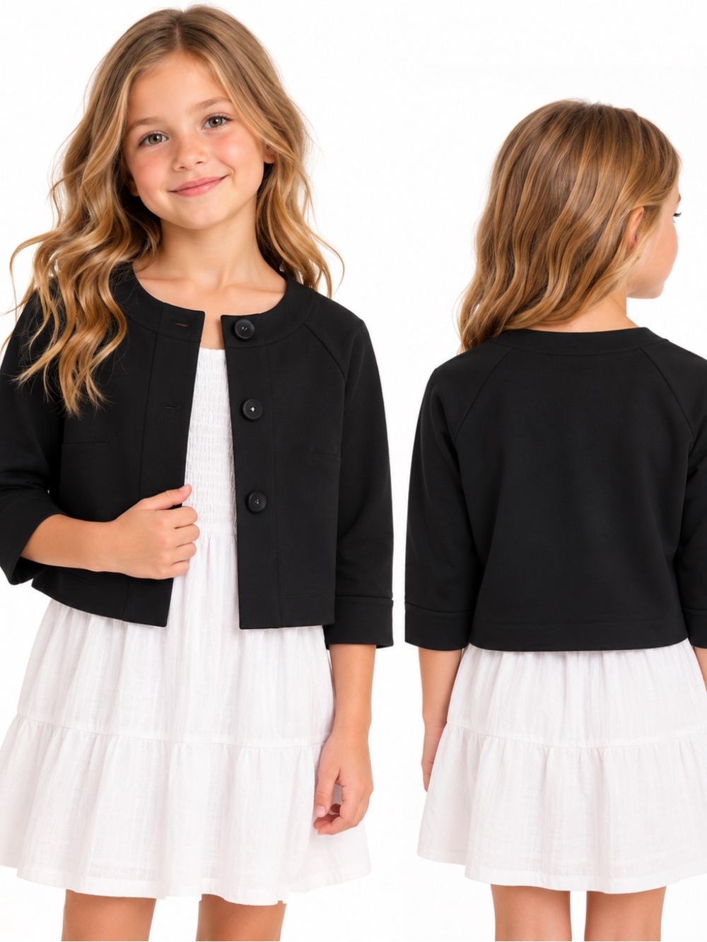 Hanna Andersson Black Cropped Jacket Women’s Size S Button Front Lightweight